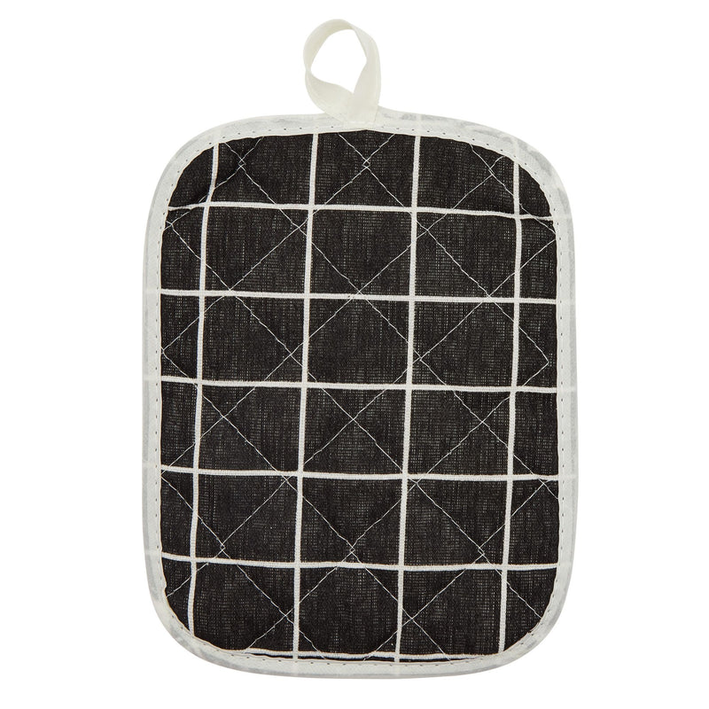Black Grid Pot Holders, Hot Pads for Kitchen Counter and Pan Handles (7x8.5 In, 4 Pack)