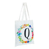 Set of 2 Reusable Monogram Letter Q Personalized Tote Bags for Women, Floral Design (29 Inches)