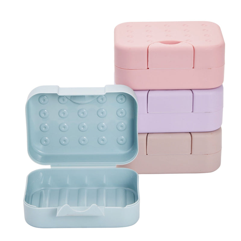 4-Pack Soap Holder Travel Cases, Plastic Portable Soap Saver Container Set with Covers for Bathroom Organization, Gym, Hiking, Traveling, Camping (4 Colors, 4.5x1.8x3.3 in)