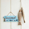 Wooden Hanging Nautical Welcome Sign Plaque for Summer Outdoor Front Door Wall Decor, Blue, 11.5 x 4.5 in.