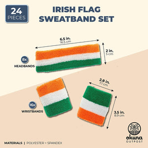 Irish Flag Wristbands and Sweatband Set for St. Patrick's Party (24 Pieces)