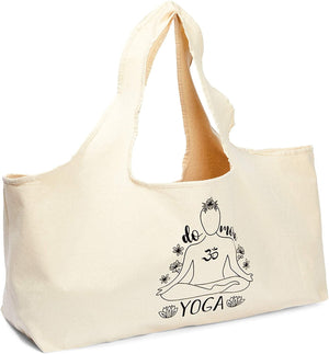 Yoga Mat Carrying Bag with Pocket and Straps for Gym, Do More Yoga (Beige, 30 x 10 In)