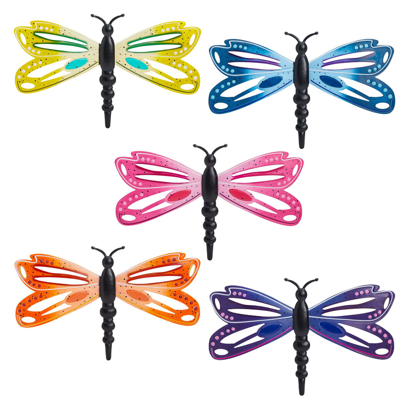 5 Colorful Metal Dragonfly Wall Decor for Patio, Porch, Garden, Kitchen Hanging Decorations (15.6 x 10 Inches)