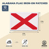 Woven Iron On State Patches, Alabama Flag Appliques (3 x 2 in, 12 Pack)