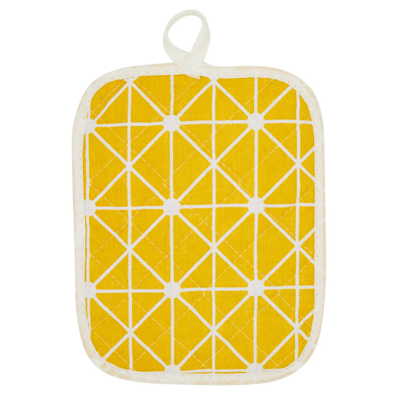 Geometric Yellow Pot Holders, Hot Pads for Kitchen Counter, Pan Handles (7 x 8.5 In, 4 Pack)