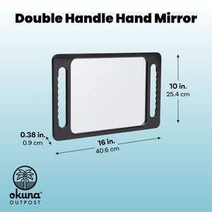 Large Handheld Barber Mirror with Double Handles for Salons, Barbershops (Black, 16 x 10 In)