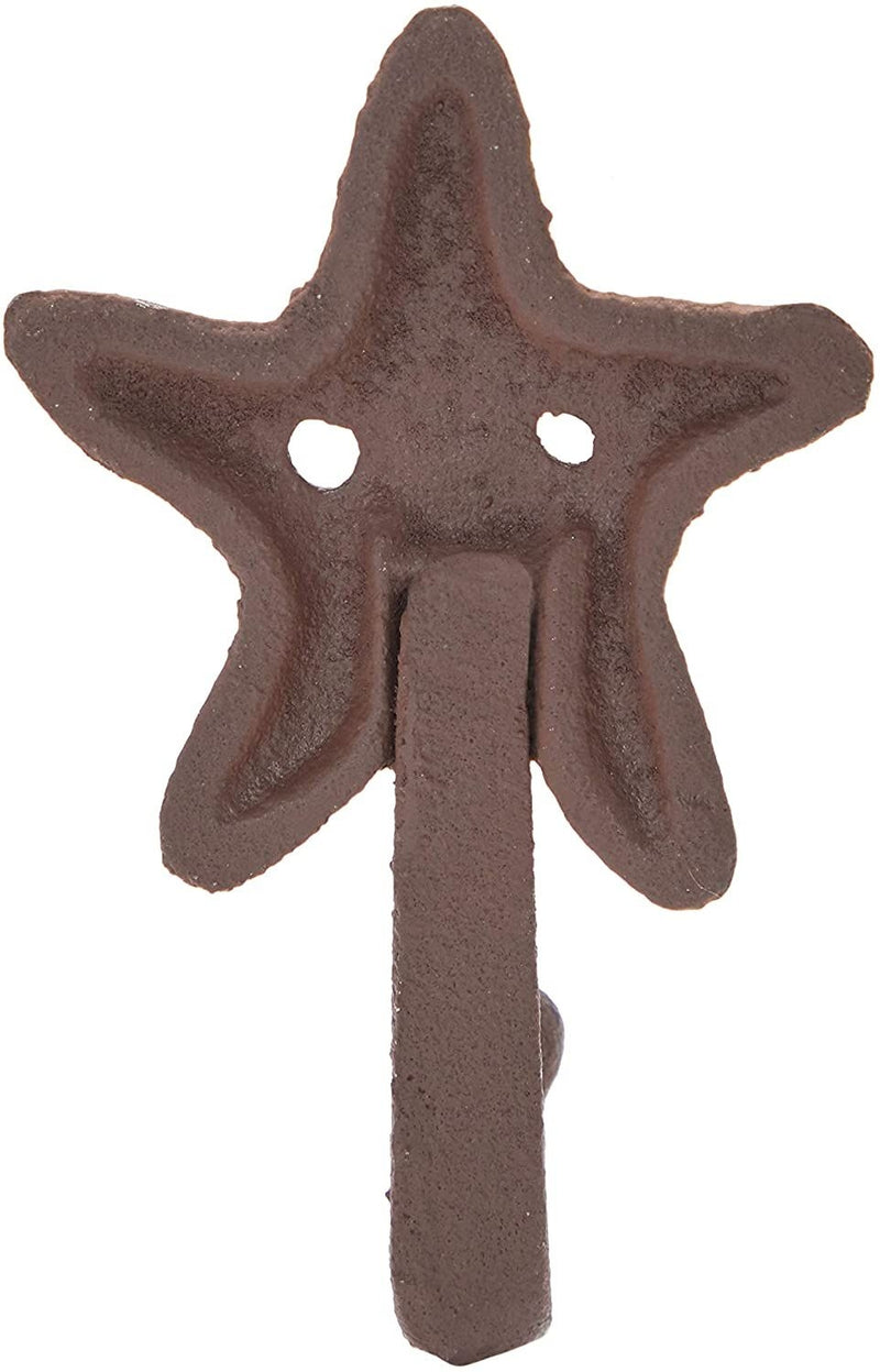 Cast Iron Wall Hooks, Starfish (Dark Bronze, 0.3 x 2.6 x 4 in, 4 Pack)