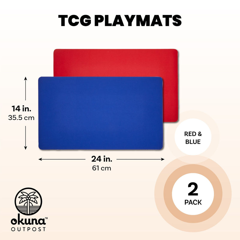 Card Game Mats, Red and Blue TCG Playmats (24 x 14 In, 2 Pack)