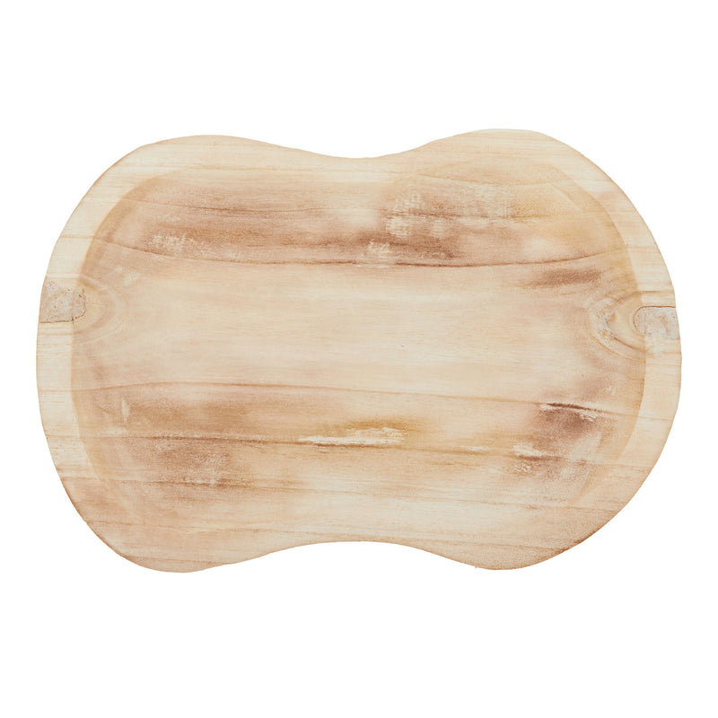 Handmade Wooden Dough Bowls for Decor, 8-Shaped Paulownia Wood Centerpiece (11 x 16 In)