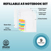 A5 Binder Inserts with Dotted Paper, Lined Paper, Zip Envelope, 3-Pocket Bag, 320 Note Flag Tabs, Ruler Marker for 6-Ring Notebook