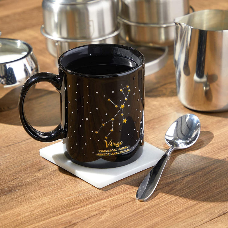 Ceramic Color Changing Mug, Virgo Zodiac Astrology Coffee Mugs for Gifts, Black, 11oz