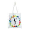 Set of 2 Reusable Monogram Letter Y Personalized Canvas Tote Bags for Women, Floral Design (29 Inches)