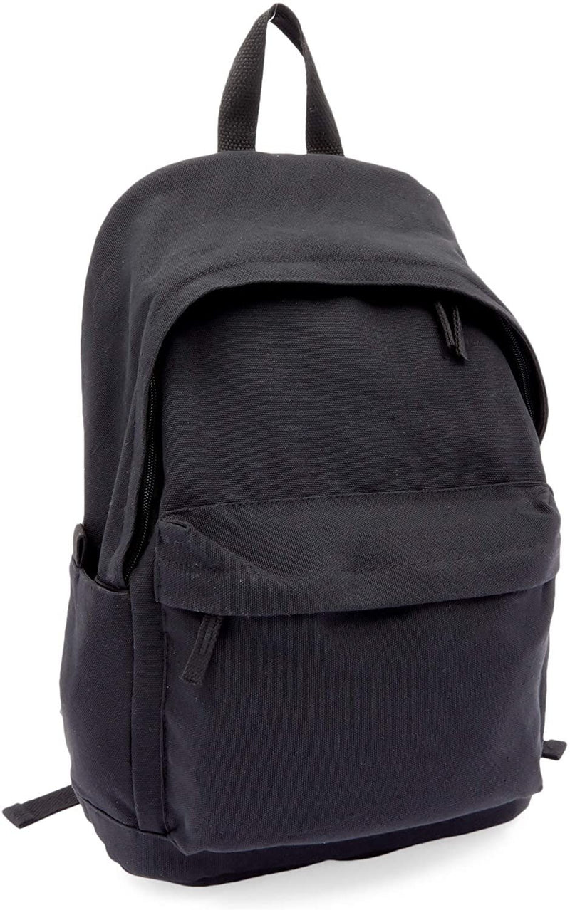 Black Canvas Backpack with Padded Shoulder Straps for Men and Women, Laptop Storage, 17x13 in
