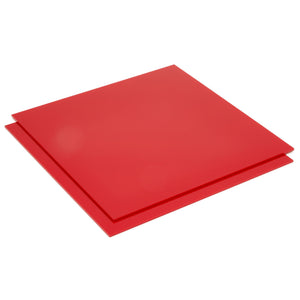 2-Pack Opaque Cast Acrylic Sheet, 1/8-Inch Thick 11.75x11.75-Inch Square Plastic Tiles for Wall Decorations, Laser Cutting, Arts and Crafts, and Custom Signs for Cafes and Boutiques (Red)