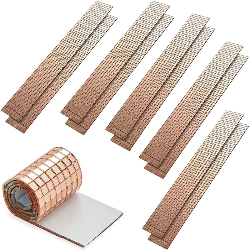 Rose Gold Glass Mirror Tiles for Crafts, 5x5 mm Self-Adhesive Stickers (5280 Pieces)