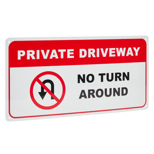 Metal Sign for Home, Private Driveway No Turn Around (14 x 7 In, 3 Pack)