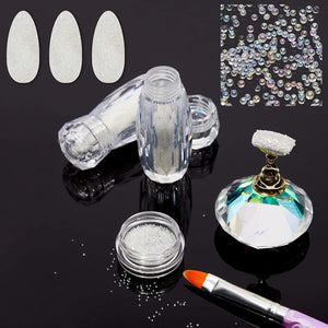 4 Bottles Micro Pixie Beads and Rhinestones Charms for Professional Manicure Nail Art, Nail Tech Supplies