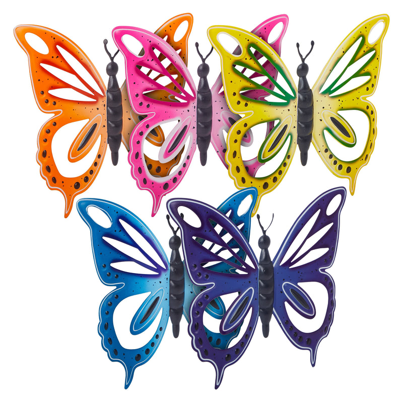 5 Colorful Metal Butterfly Wall Decor for Patio, Porch, Garden, Kitchen Hanging Decorations (9.4 x 7.5 Inches)