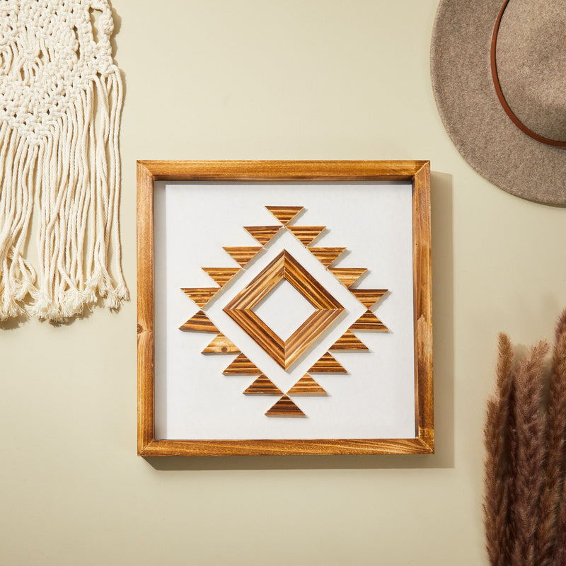 Wooden Southwest Geometric Wall Decor (13 x 13 Inches)