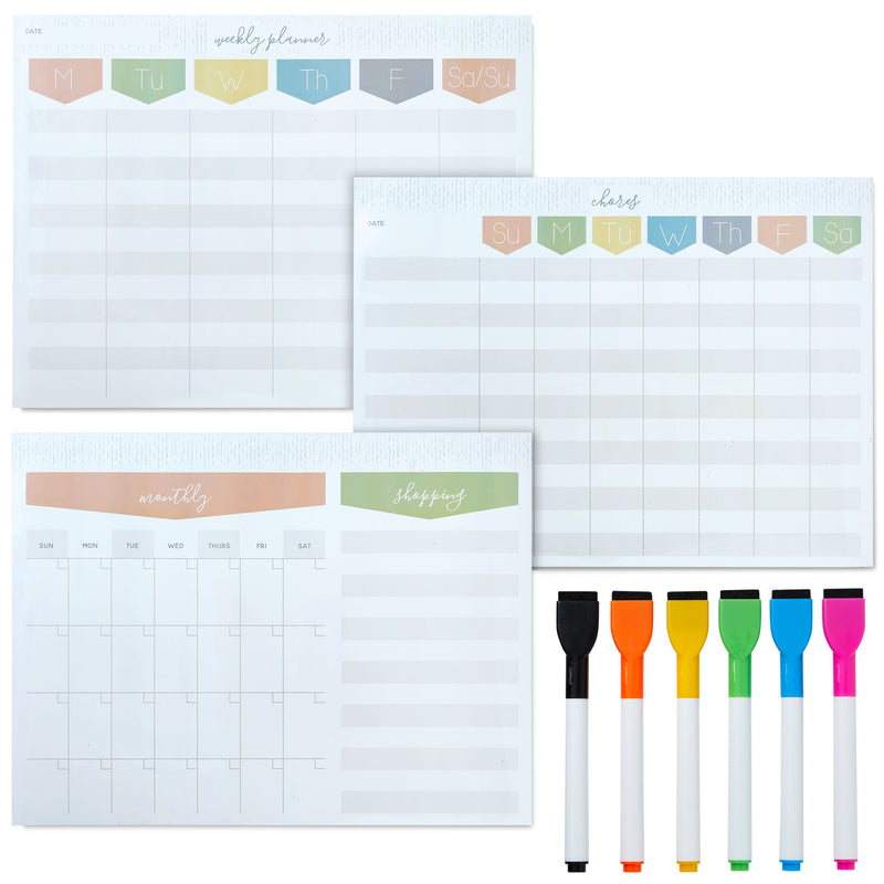 Magnetic Dry Erase Board for Fridge, Weekly Planner with 6 Magnetic Pens for Teachers, Students, Kitchen (12 x 9 In)