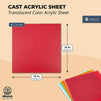 6 Pack Colored Acrylic Sheets 1/8 Thick, Translucent Plastic Plexiglass for Laser Cutting (12x12 In, 6 Colors)