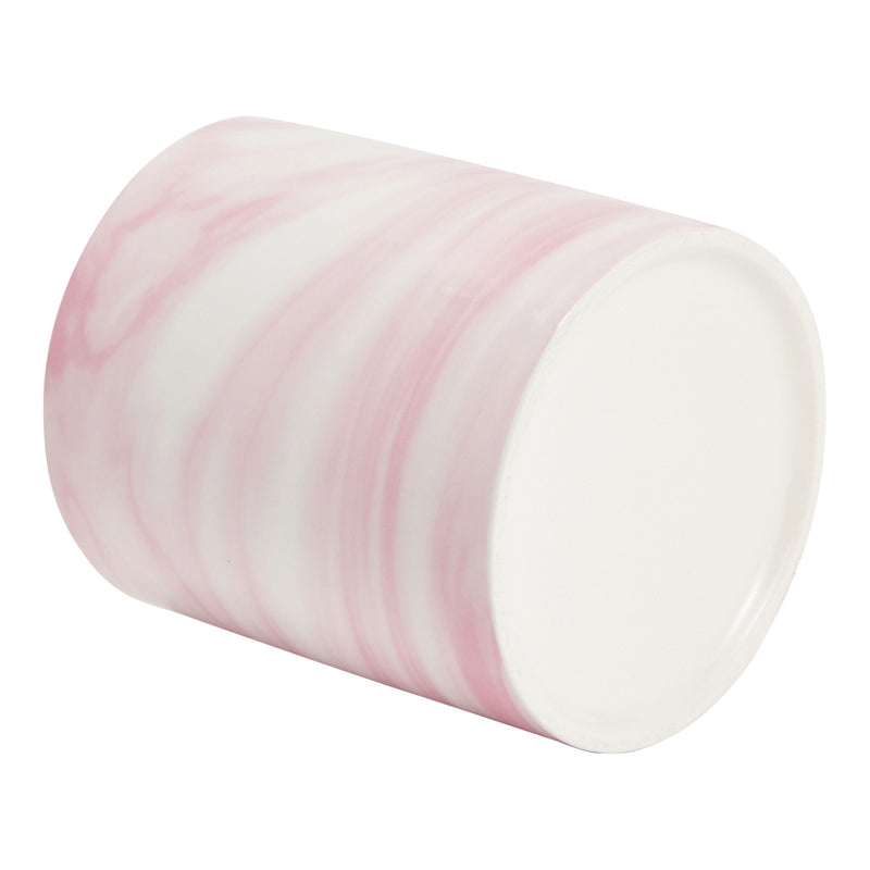 2 Pack Pink Marble Pen Holder for Office Desk, Ceramic Makeup Brush Cup with Gold Foil (3x4 Inches)