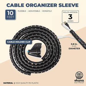0.8" Flexible Cable Sleeves Organizer for Wires and Cords, Black