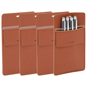 Pocket Protectors for Shirts and Lab Coats, Brown Leather Pen Holder (4 Pack)