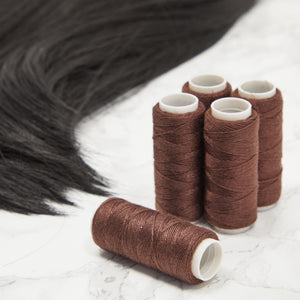 24-Pack 5.5-Gram Rolls of Soft Dark Brown Nylon Thread for Hair Weaving, Securing and Repairing Sew-In Extensions, Wigs, Wefts, Hairpieces, and Toupees, Sewing and Embroidery