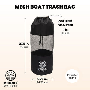 Mesh Pontoon Boat Trash Bag with Hangers for Fishing (Black, 9.8 x 27.5 In)