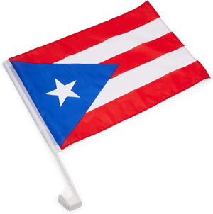 12 Pcs Puerto Rico Flags for Car Window Mount Clip, Vehicle Patriotic Decoration, 17 x 12 in