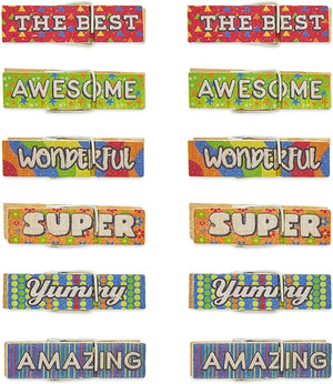 12 Pcs Wooden Clothespins, Cloth Pins with Motivational Magnets for Fridge and Locker, 6 Designs