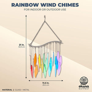 Okuna Outpost Rainbow Wind Chimes for Outdoor or Indoor Decor (11.22 x 18.9 Inches)