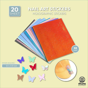 Holographic Nail Art Foil Stickers, Fire Flame Vinyls Decals (20 Sheets)