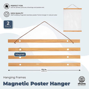 Wood Poster Hanger, Magnetic Wall Scroll Frame (17 x 0.25 x 0.75 In, 2 Pack)