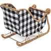 Okuna Outpost Small Santa Claus Sleigh for Christmas, Red Buffalo Plaid (11 x 5 x 7.8 in)
