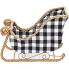 Okuna Outpost Small Santa Claus Sleigh for Christmas, Black and White Plaid (11 x 5 x 7.8 in)