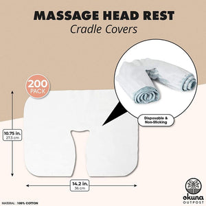 Single Use Headrest Covers for Massage Table (White, 200 Pack)