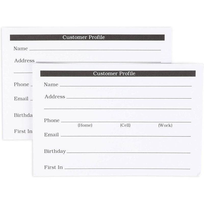 Client Profile Cards for Businesses and Stores (6 x 4 Inches, White, 100 Pack)