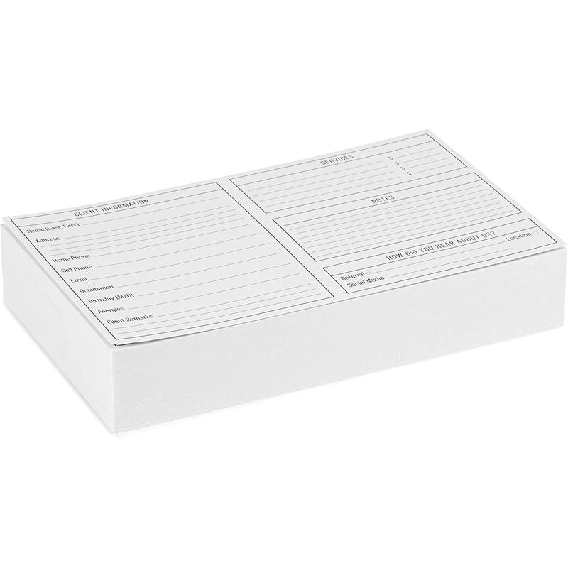 Client Profile Cards for Salons (8 x 5 In, White, 100 Pack)