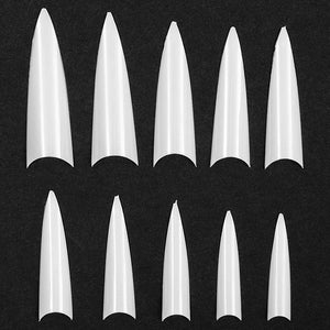 Stiletto Acrylic Nail Tips (Clear and White, 1200 Pieces)