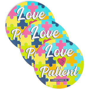 Car Bumper Magnet for Autism Awareness, Love is Patient (5.5 In, 3 Pack)