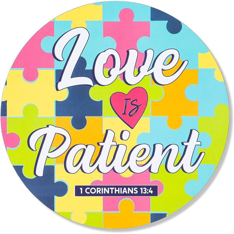 Car Bumper Magnet for Autism Awareness, Love is Patient (5.5 In, 3 Pack)