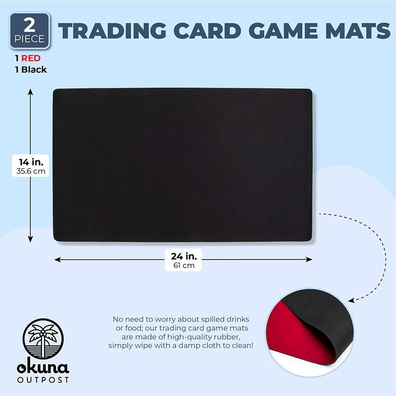 Game Mats, TCG Playmats (Black, Red, 24 x 14 in, 2 Pack)