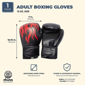 Okuna Outpost Boxing Gloves for Men and Women, Punching Mitts (7 x 10.75 x 6 in, Black)
