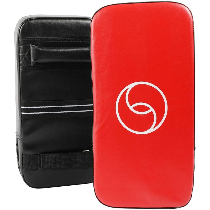 Okuna Outpost Red Muay Thai Kick Pads for Kickboxing (7.8 x 15.5 x 4.5 in, 2 Pack)
