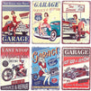 Okuna Outpost Vintage Metal Signs for Garage, Retro Wall Decor (8 x 11.8 in, 6 Pack)