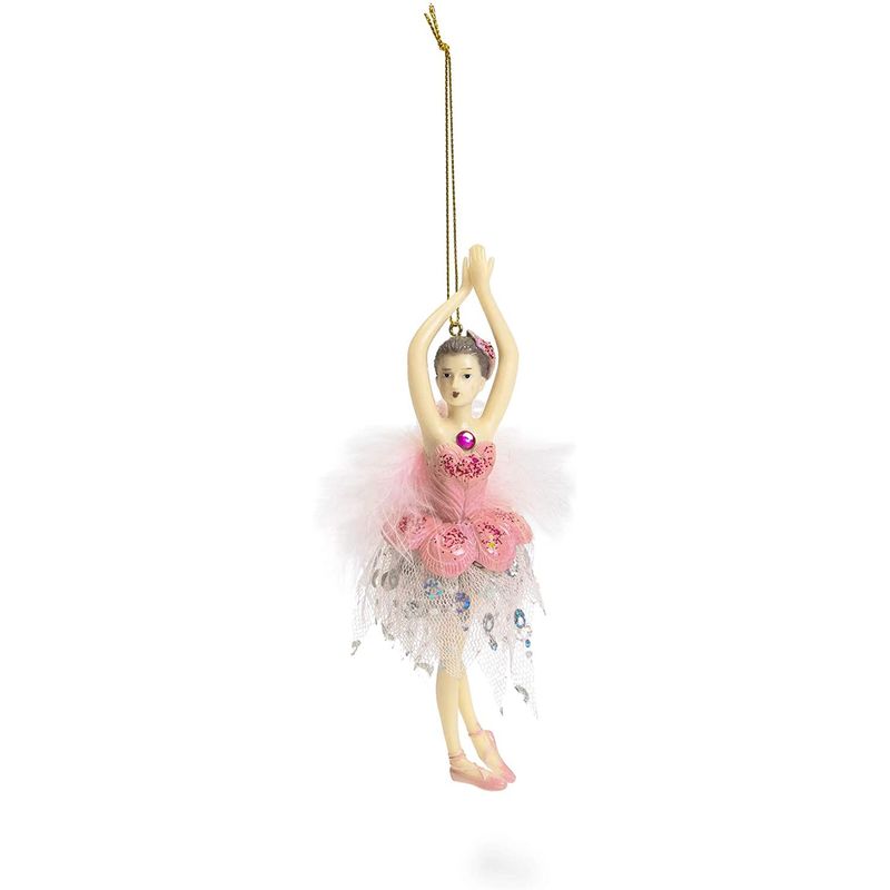 Ballerina Ornament for Christmas Tree (Pink, 2 x 1.75 x 7.25 Inches)