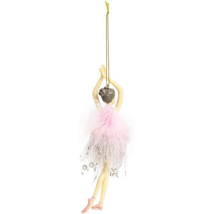 Ballerina Ornament for Christmas Tree (Pink, 2 x 1.75 x 7.25 Inches)