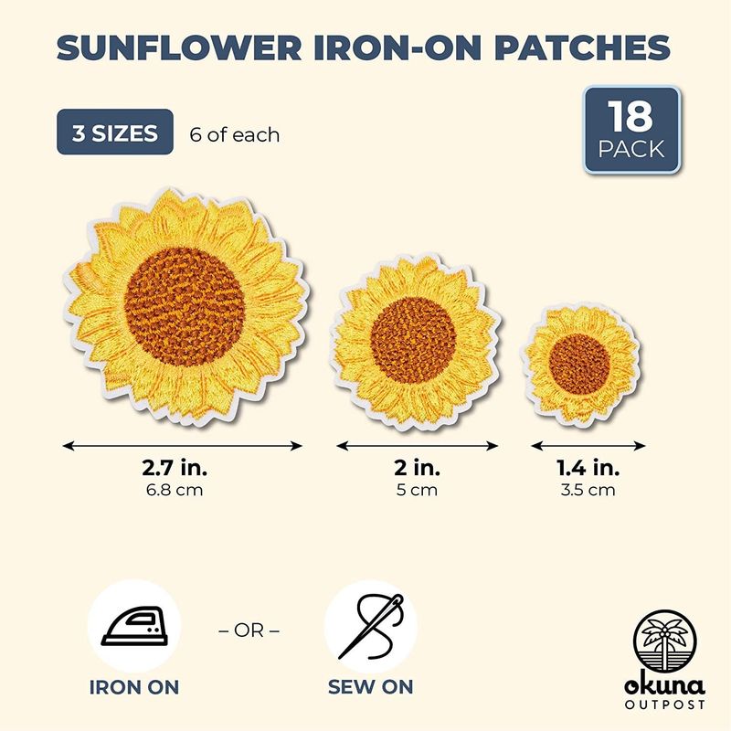 20pcs Mini Sunflower Iron for Patches, Sewing Patches, Soft Embroidery,  Bags, Jackets, Jeans, Caps Self Sewing Stickers